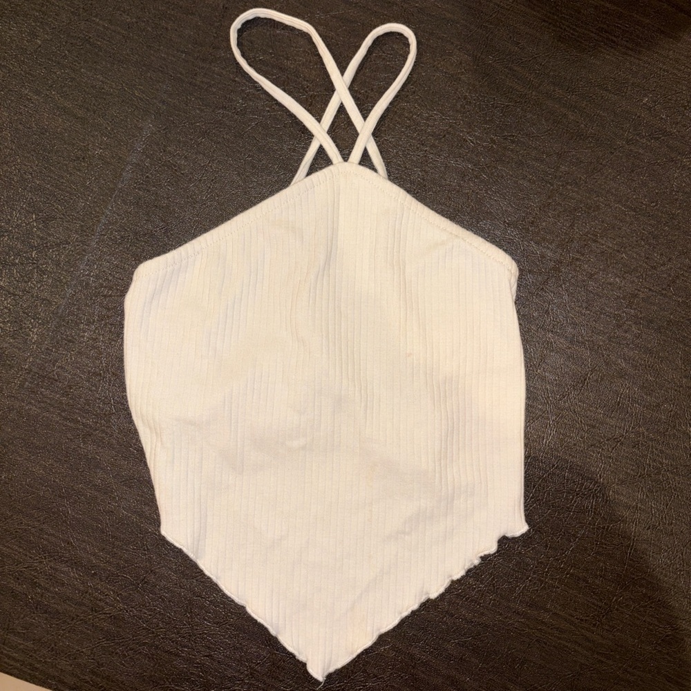 Wild Fable Cream Ribbed Halter Top